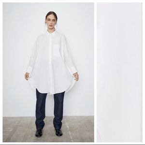 NWT Oversized Zara White poplin Shirt Size XS - S